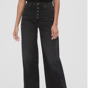 Gap Jeans 0/25 Petite Wide Leg High Rise Visible Button Fly Washwell